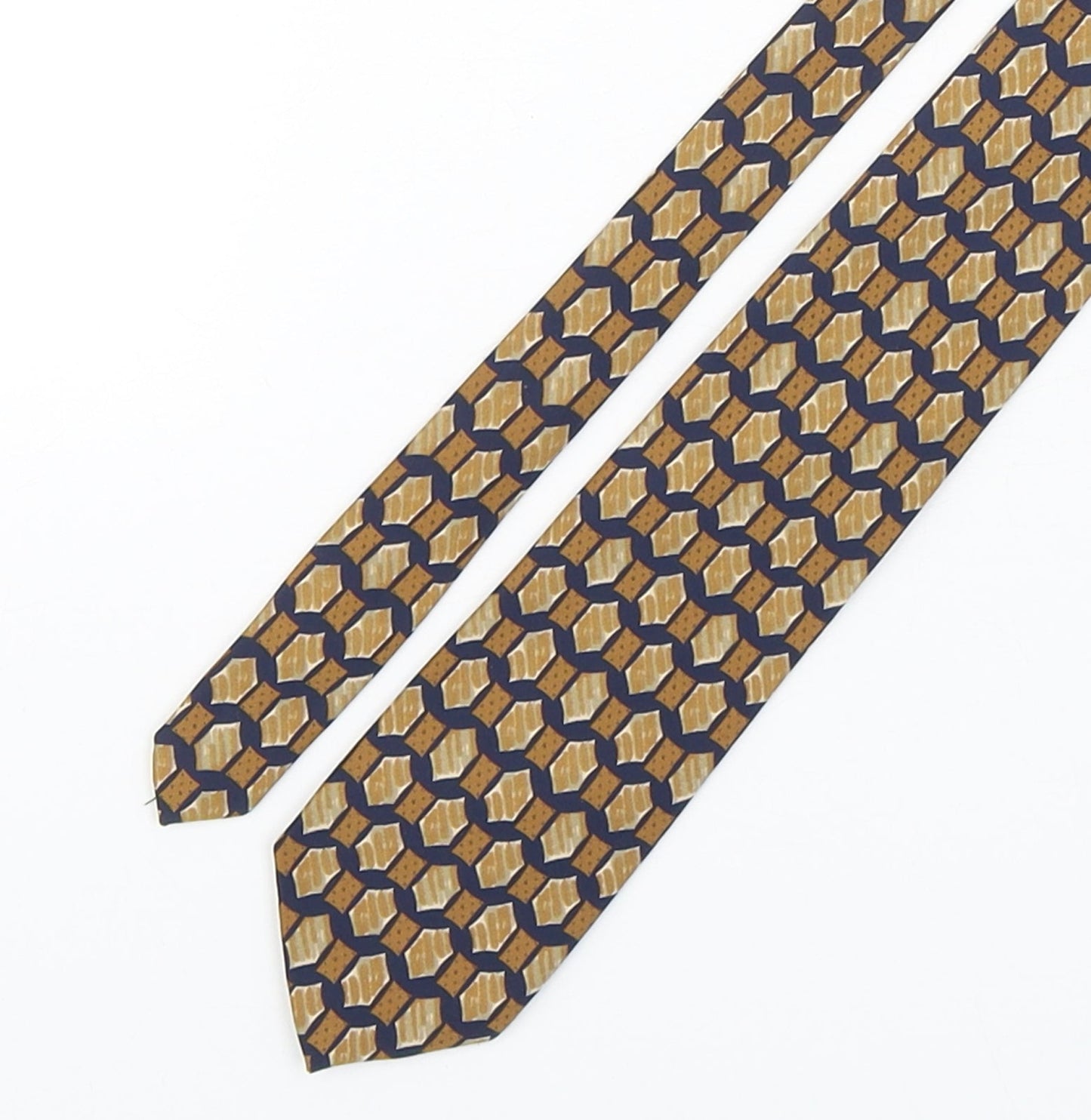 Mens Havana Multicoloured Geometric  Pointed Tie