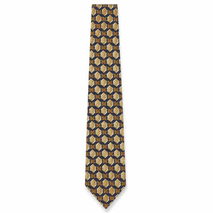 Mens Havana Multicoloured Geometric  Pointed Tie