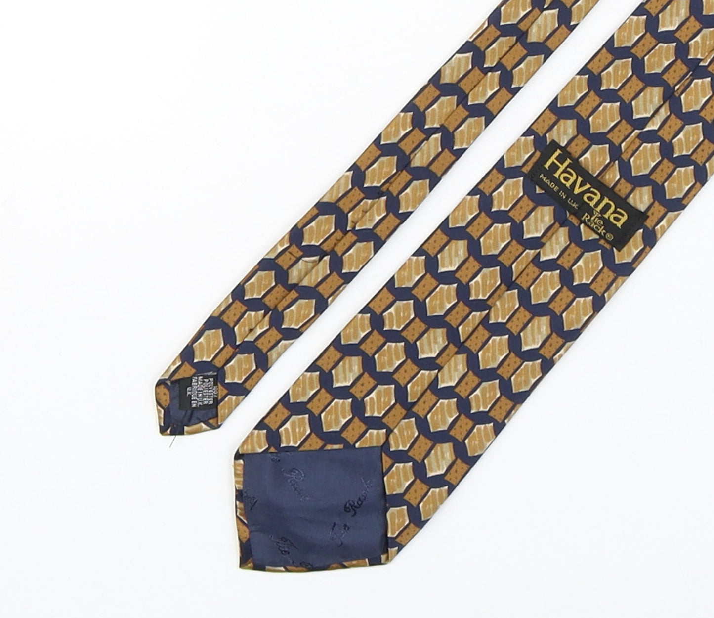 Mens Havana Multicoloured Geometric  Pointed Tie