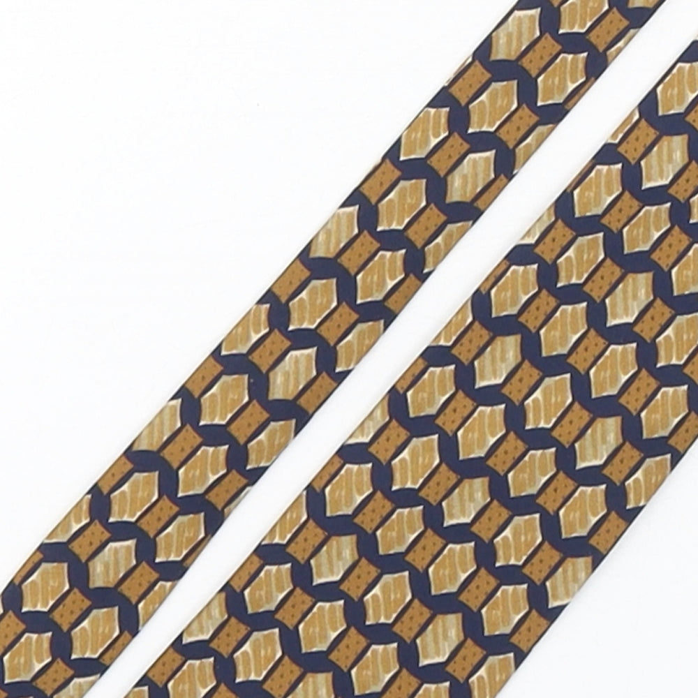 Mens Havana Multicoloured Geometric  Pointed Tie