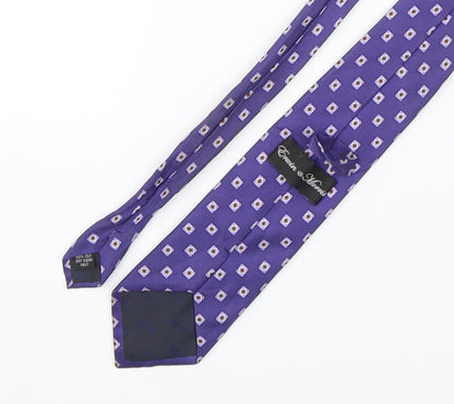 Erwin & Morris Mens Purple Geometric Silk Pointed Tie One Size