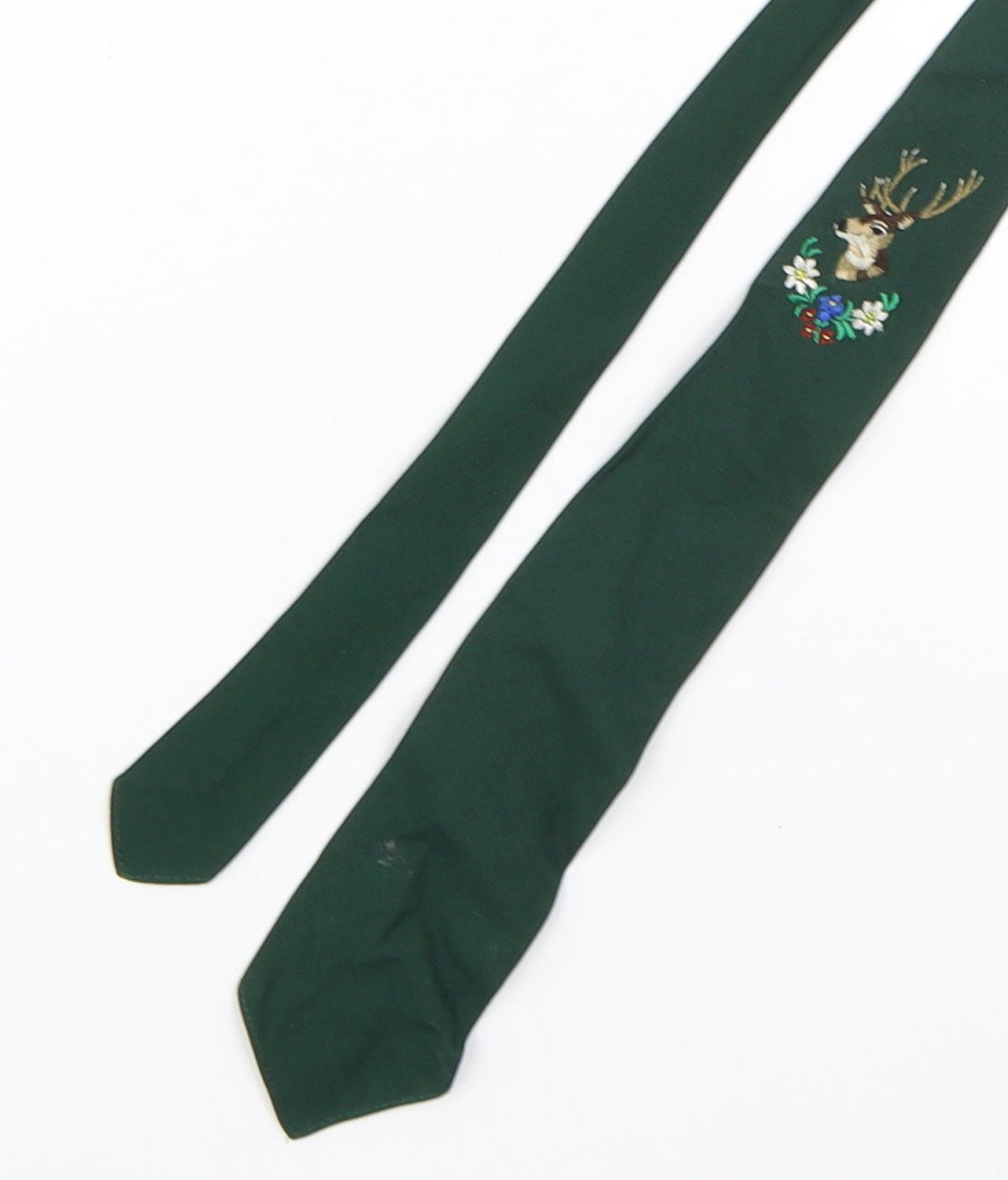 Additional front view of austrianlook men’s green polyester pointed tie one size - deer