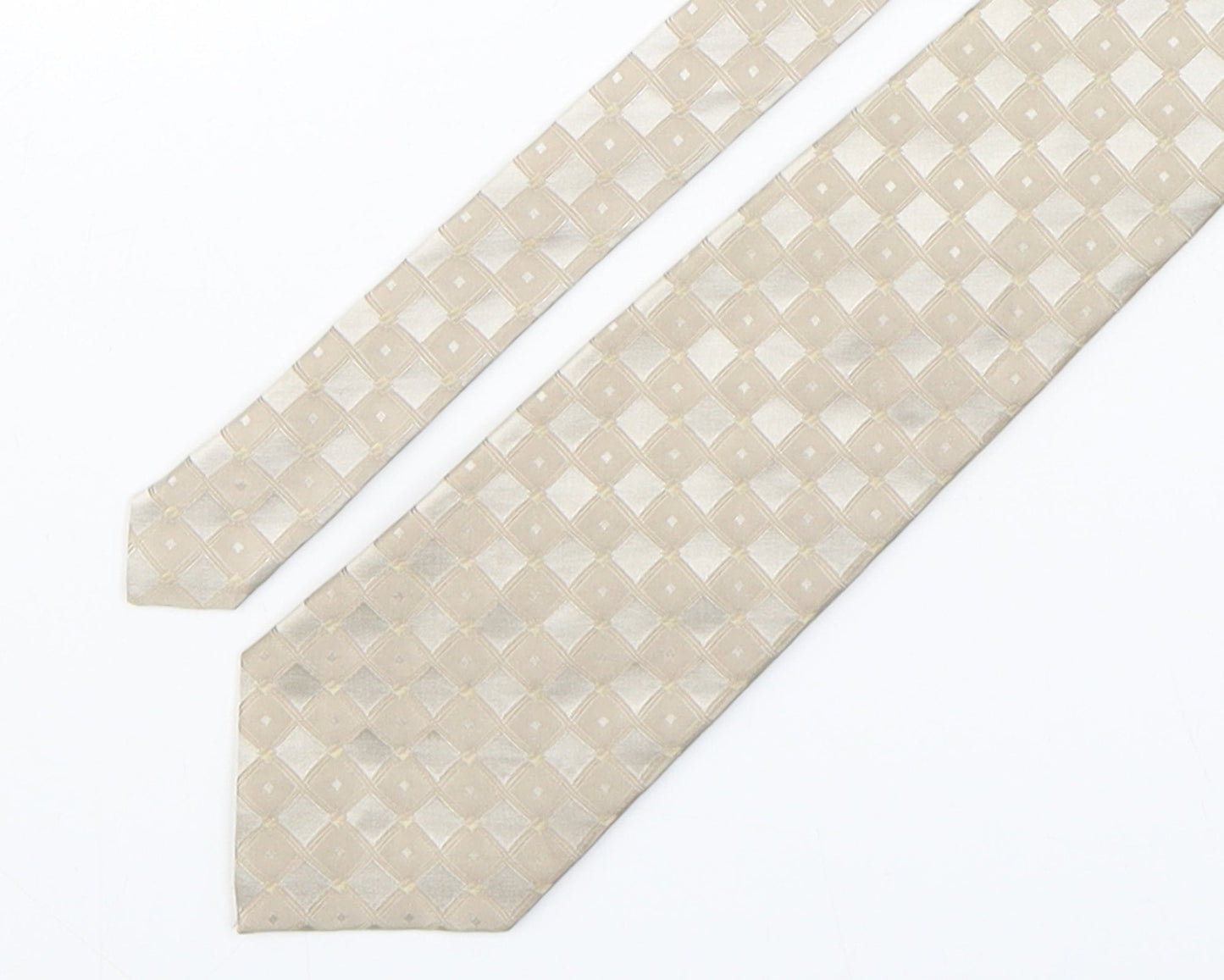 Mens Copperstone Beige Plaids & Checks  Pointed Tie