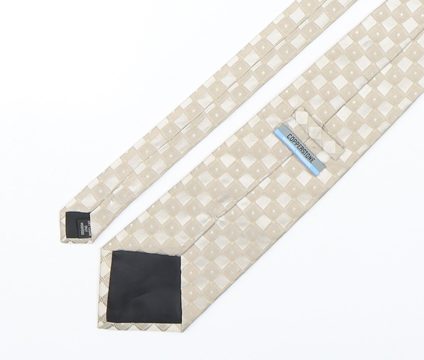 Mens Copperstone Beige Plaids & Checks  Pointed Tie