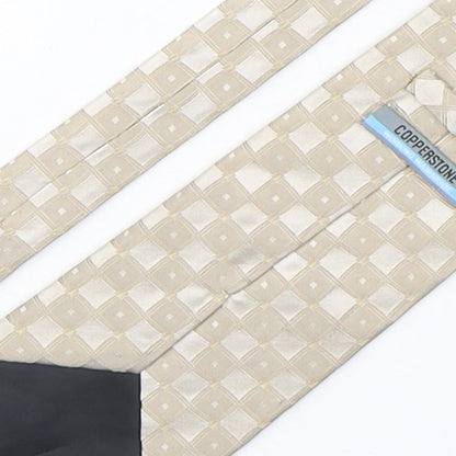 Mens Copperstone Beige Plaids & Checks  Pointed Tie