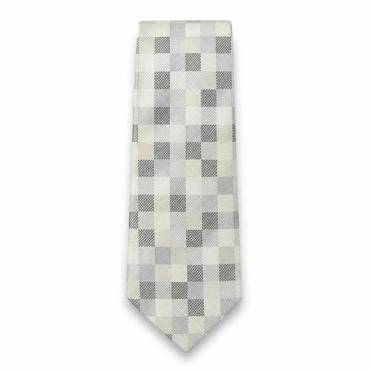 Front view of Marks & Spencer men’s multicoloured plaids & checks silk pointed tie one size