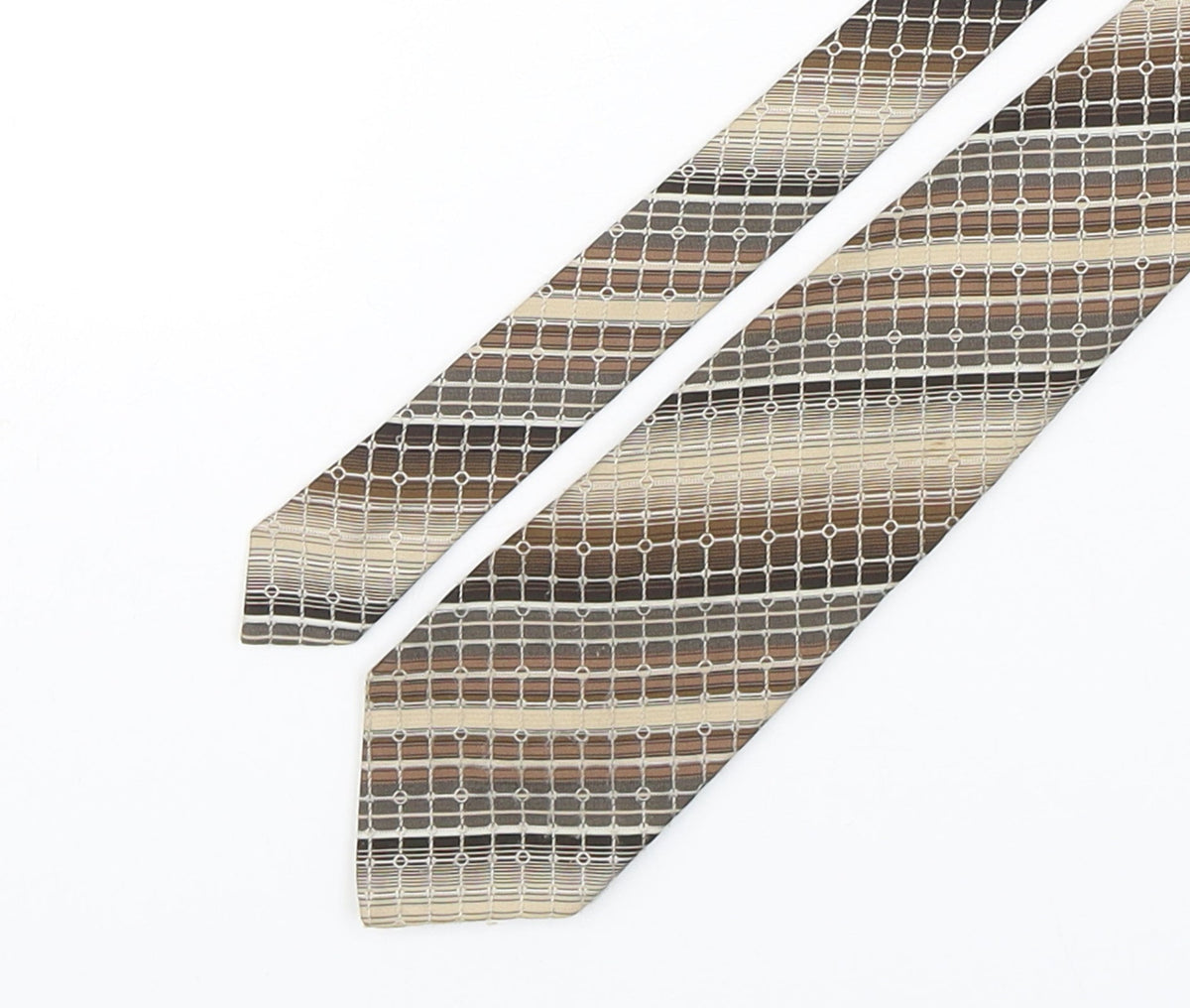Additional front view of Michael George men’s multicoloured striped polyester pointed tie one size