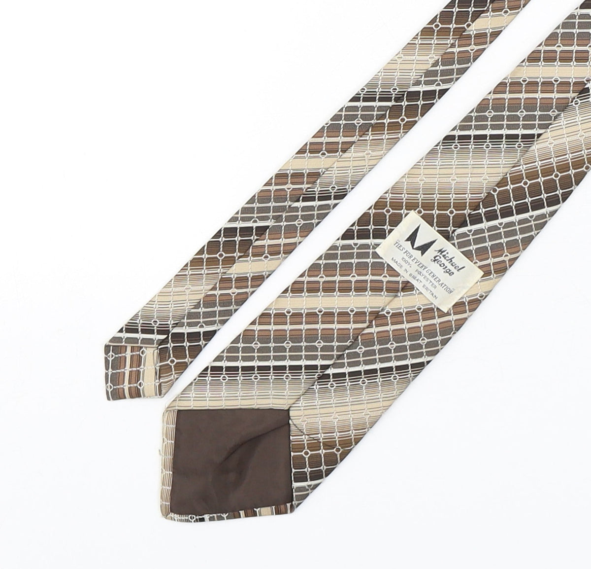 Back view of Michael George men’s multicoloured striped polyester pointed tie one size