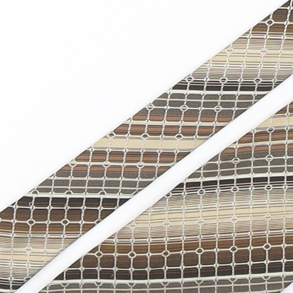 Close-up detail of Michael George men’s multicoloured striped polyester pointed tie one size