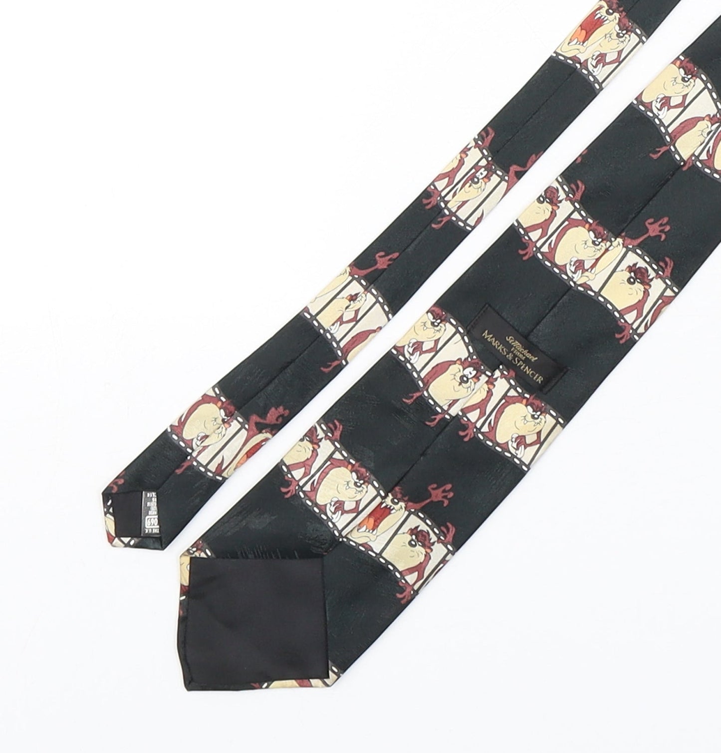 Marks and Spencer Mens Multicoloured Geometric Silk Pointed Tie One Size - Tasmanian Devil