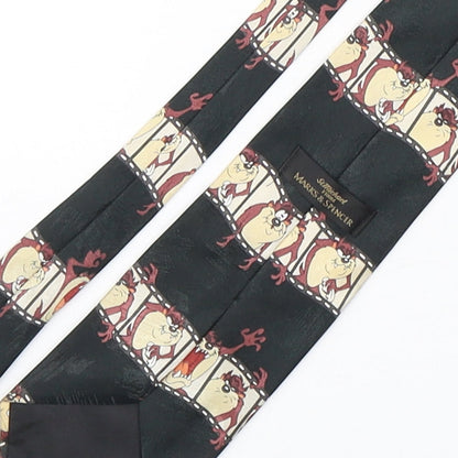 Marks and Spencer Mens Multicoloured Geometric Silk Pointed Tie One Size - Tasmanian Devil