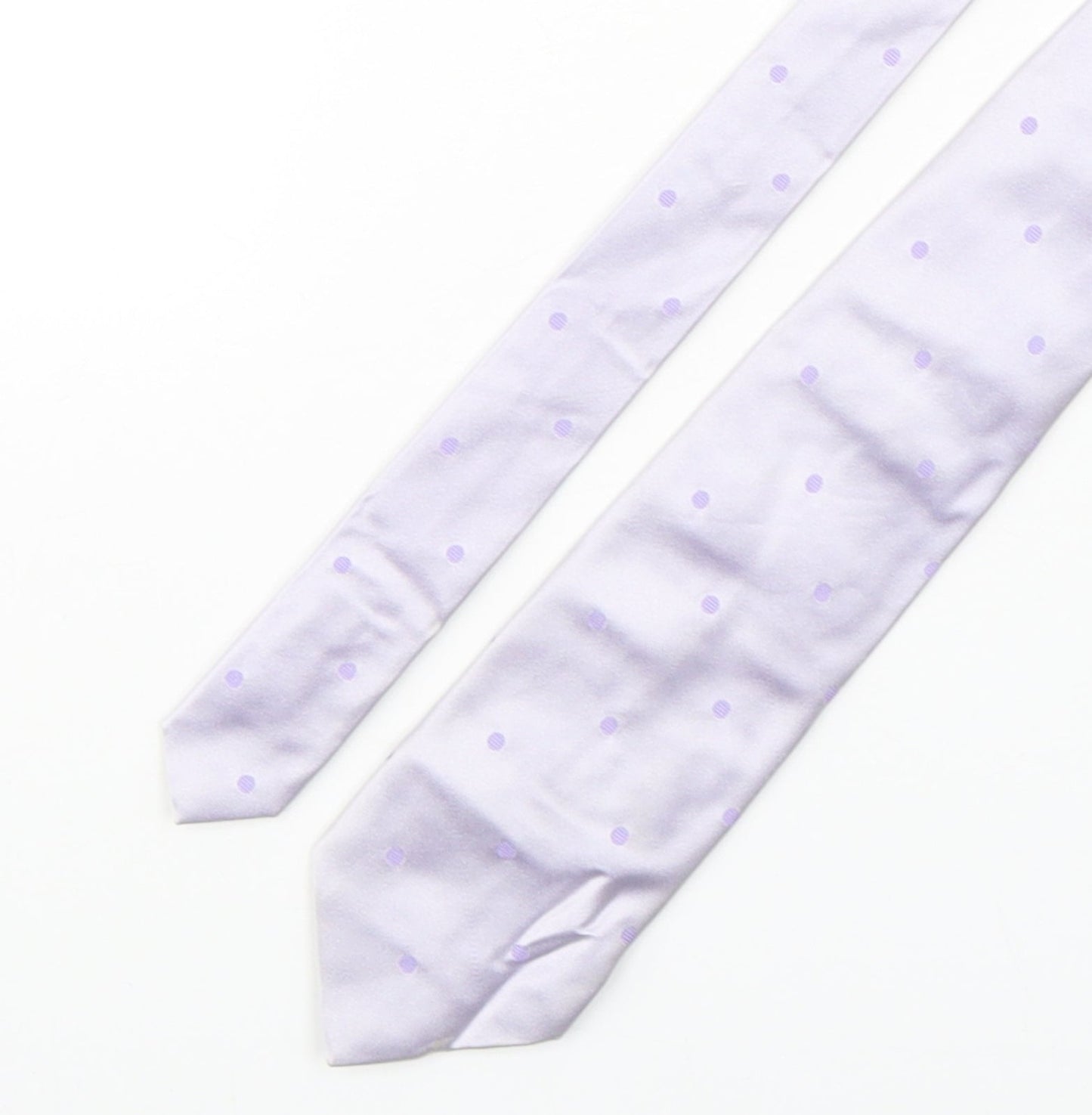 PINK Mens Purple Polka Dot Silk Pointed Tie One Size