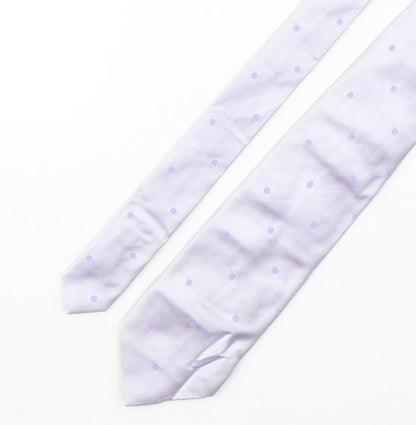 PINK Mens Purple Polka Dot Silk Pointed Tie One Size