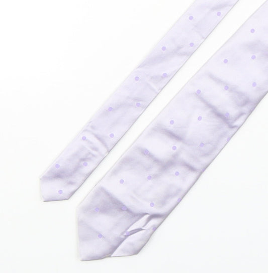 PINK Mens Purple Polka Dot Silk Pointed Tie One Size