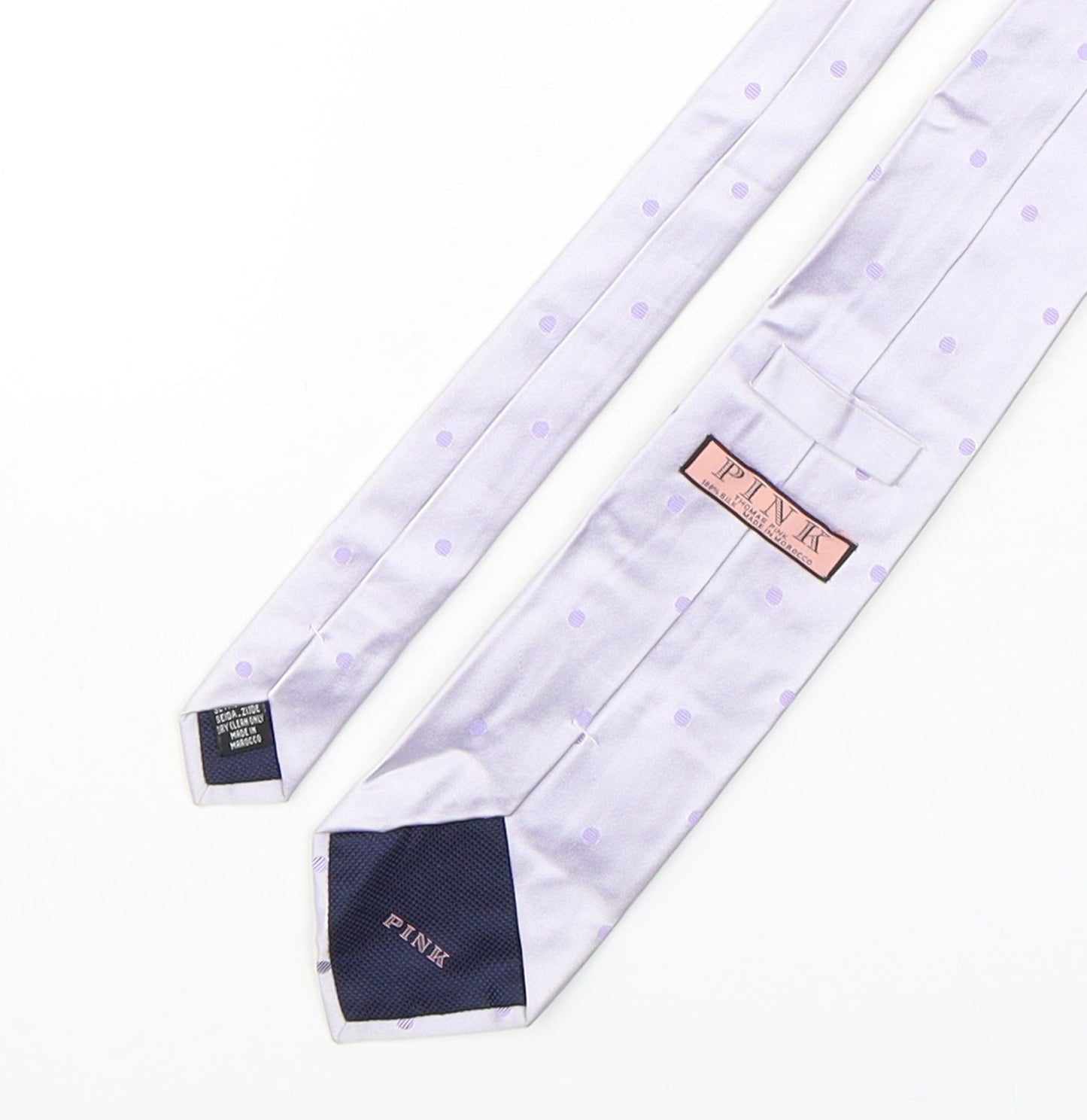 PINK Mens Purple Polka Dot Silk Pointed Tie One Size