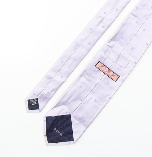 PINK Mens Purple Polka Dot Silk Pointed Tie One Size
