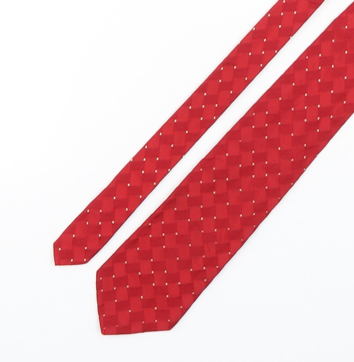 Marks and Spencer Mens Red Plaids & Checks Silk Pointed Tie One Size