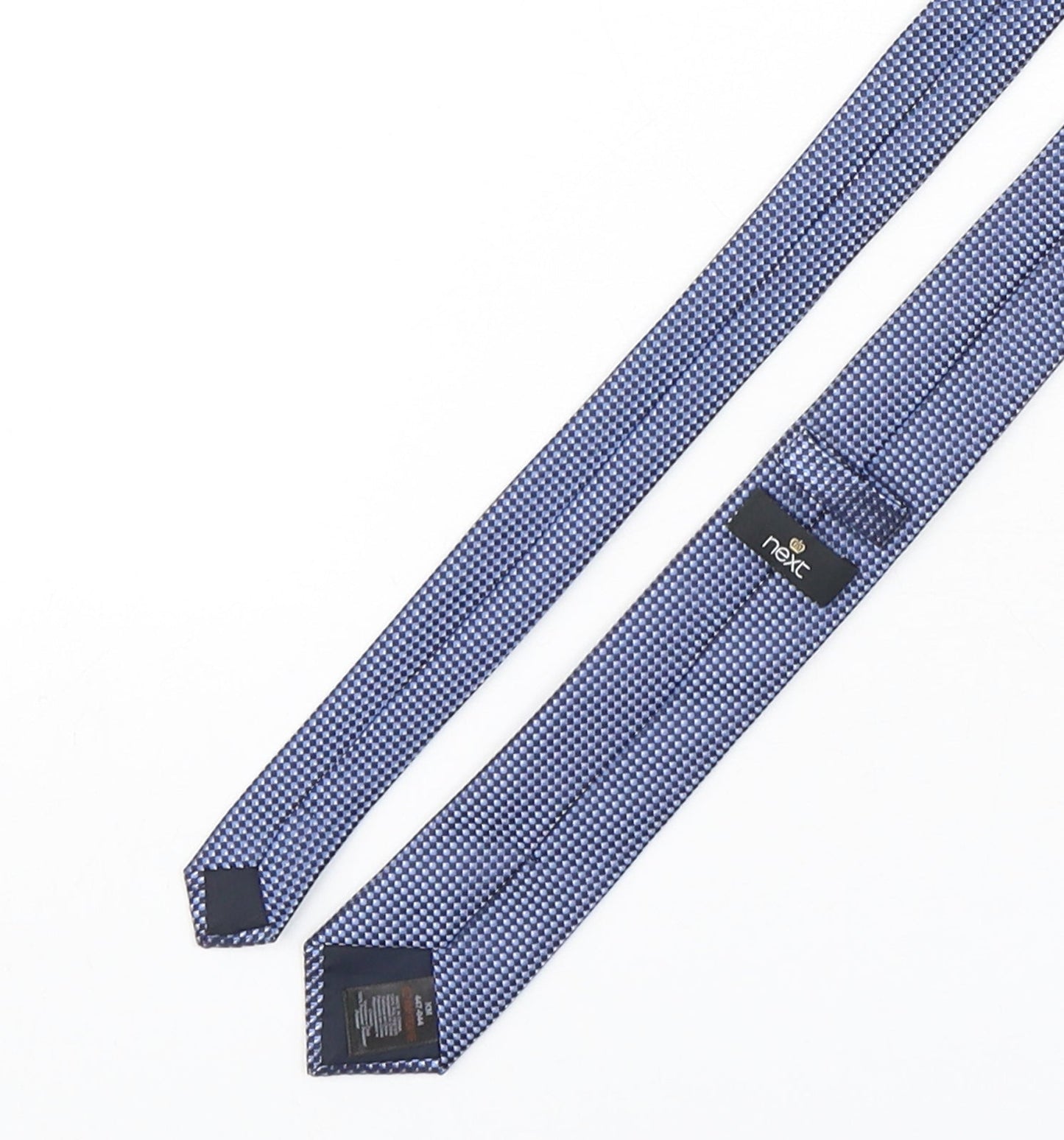 NEXT Mens Blue Plaids & Checks Polyester Pointed Tie One Size