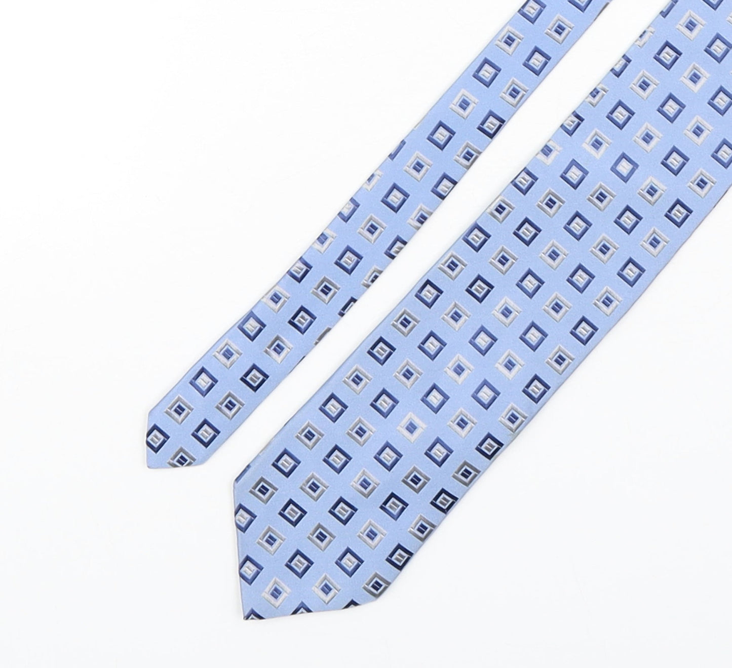 City of London  Mens Blue Plaids & Checks Silk Pointed Tie One Size