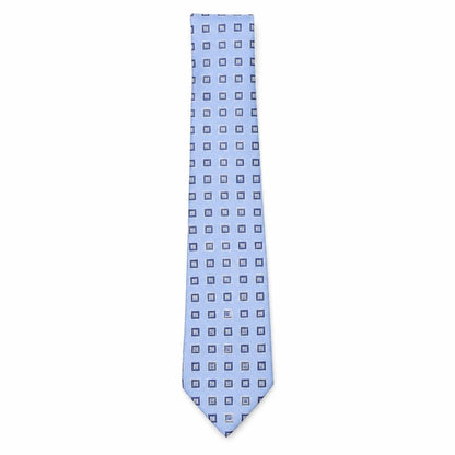 Front view of City of London men’s blue plaids & checks silk pointed tie one size