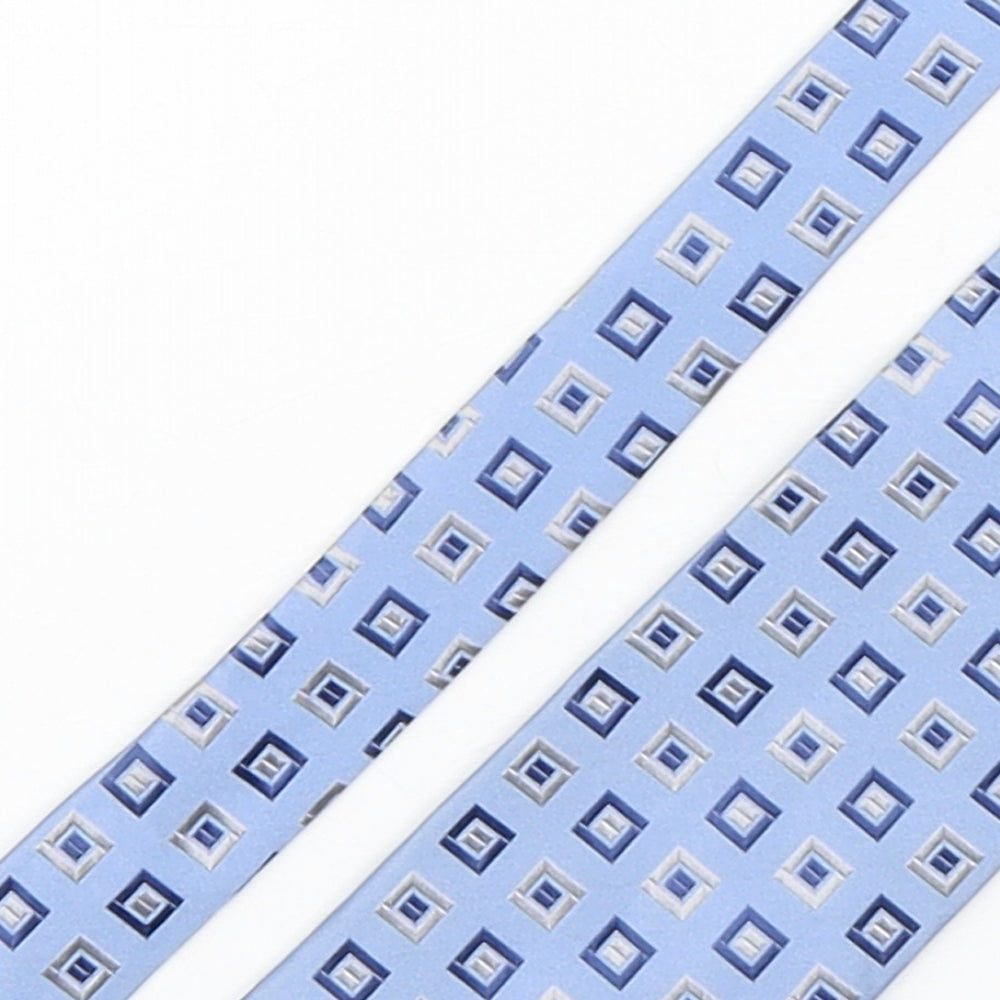 City of London  Mens Blue Plaids & Checks Silk Pointed Tie One Size