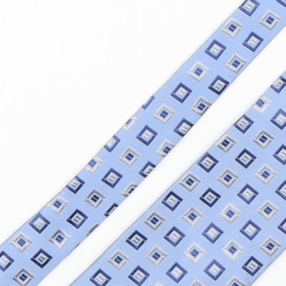 City of London  Mens Blue Plaids & Checks Silk Pointed Tie One Size