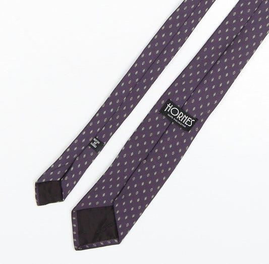 Hornes Mens Purple Geometric Polyester Pointed Tie One Size