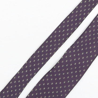 Hornes Mens Purple Geometric Polyester Pointed Tie One Size
