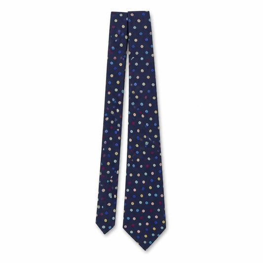 Front view of Marks & Spencer men’s multicoloured polka dot silk pointed tie one size