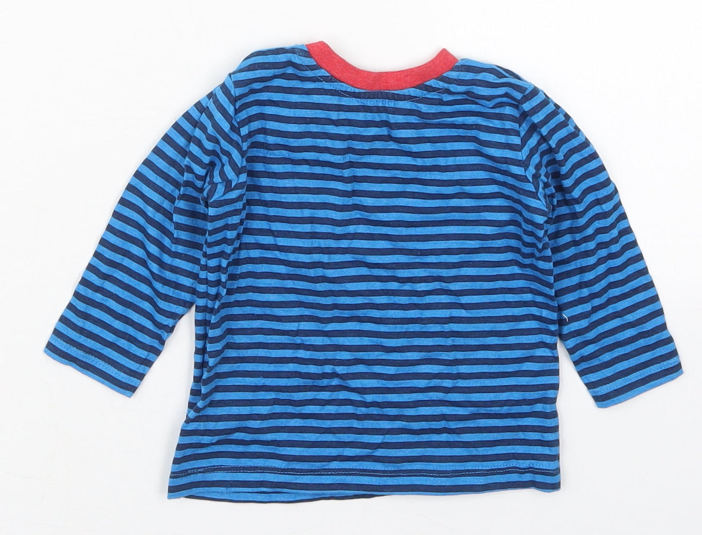 Dunnes Boys Blue Striped Cotton Basic T-Shirt Size 3-6 Months Crew Neck Pullover