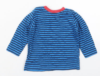 Dunnes Boys Blue Striped Cotton Basic T-Shirt Size 3-6 Months Crew Neck Pullover
