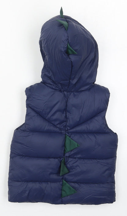 Matalan Boys Blue   Gilet Coat Size 12-18 Months   Zip - Hood Spikes