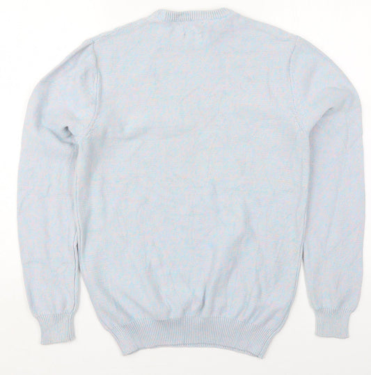 Cedar Wood State Mens Blue Crew Neck  Cotton Pullover Jumper Size S