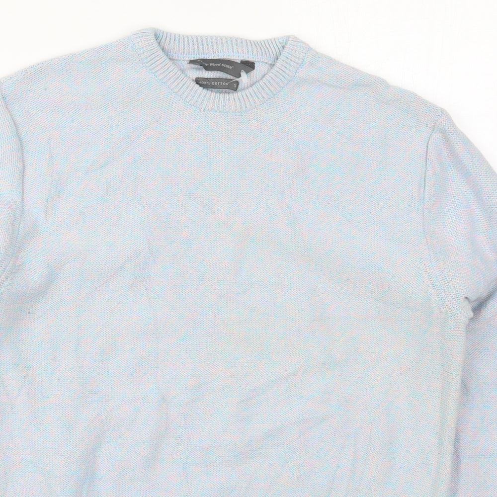 Cedar Wood State Mens Blue Crew Neck  Cotton Pullover Jumper Size S