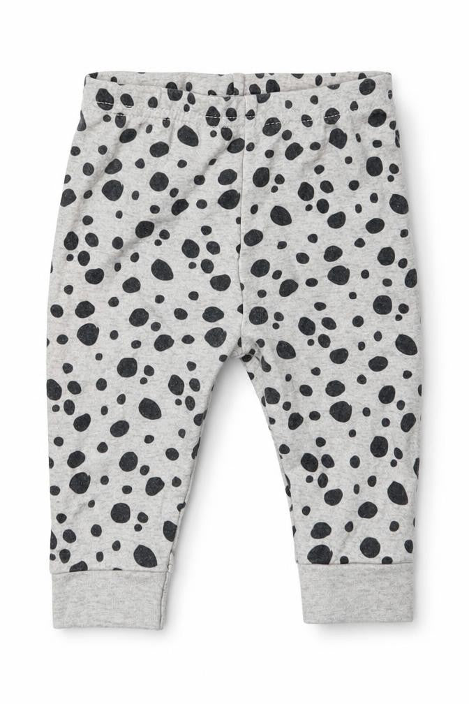 Front view of Geprge girls’ grey animal print cotton capri leggings, size 3-6, months