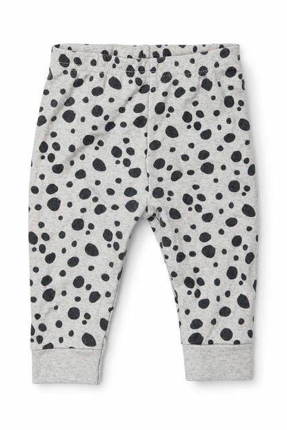 Front view of Geprge girls’ grey animal print cotton capri leggings, size 3-6, months