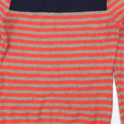 Gap Womens Red Crew Neck Striped Cotton Pullover Jumper Size M