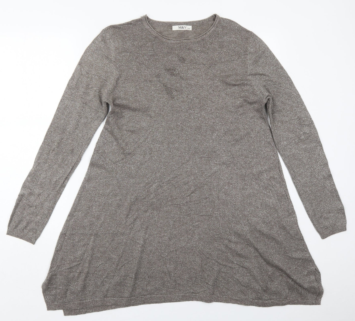 Womens UK Size L M&V Brown Pullover Jumper