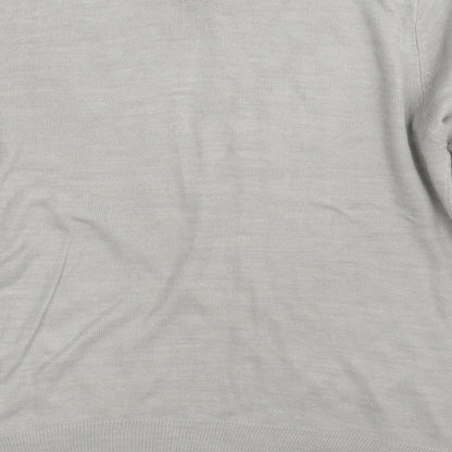 Brave Soul Mens Grey V-Neck  Acrylic Pullover Jumper Size L