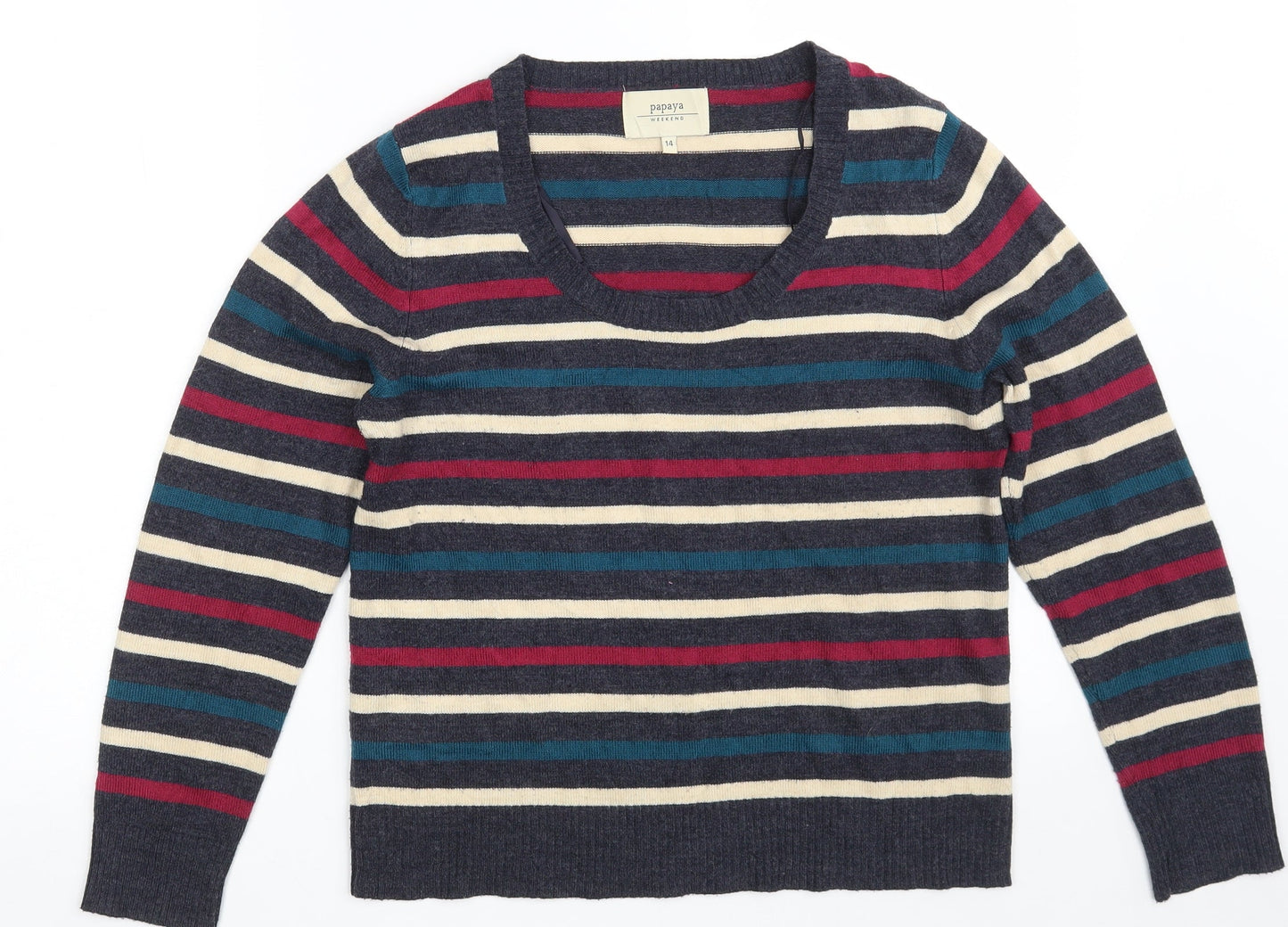 Womens UK Size 14 Papaya Multicoloured Pullover Jumper