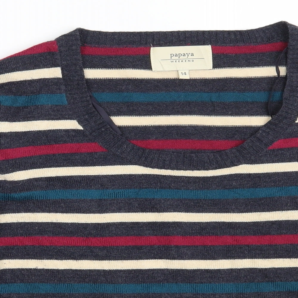 Womens UK Size 14 Papaya Multicoloured Pullover Jumper