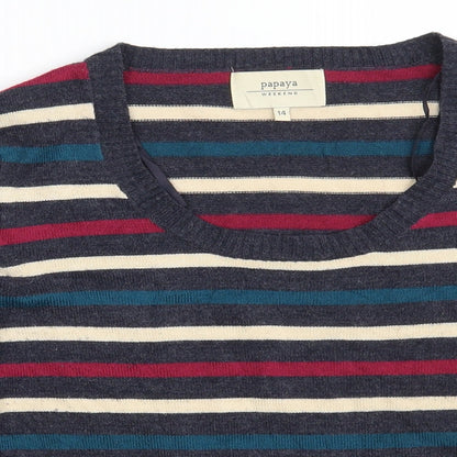 Womens UK Size 14 Papaya Multicoloured Pullover Jumper