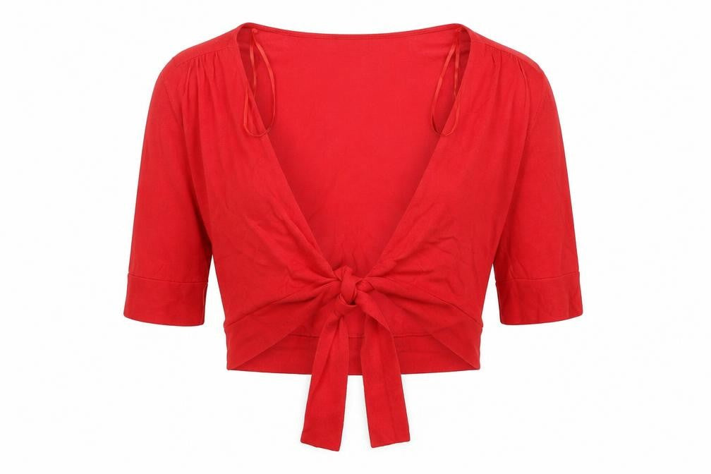 Front view of Wallis women’s red v-neck viscose cardigan jumper, size M