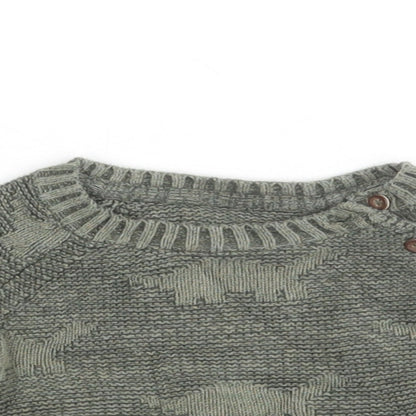 George Boys Green  100% Cotton Pullover Jumper Size 3-6 Months  Button - Dinosaurs