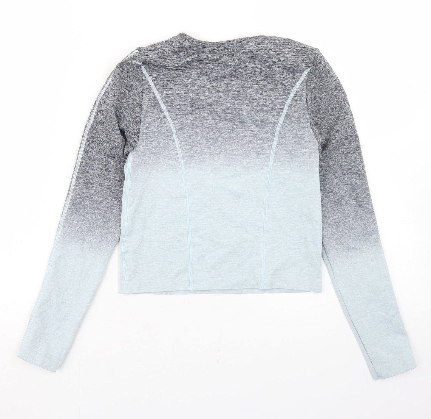 Jeff & Co Girls Grey  Nylon Cropped T-Shirt Size 9-10 Years Round Neck  - Ombre, Activewear
