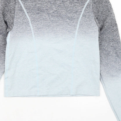Jeff & Co Girls Grey  Nylon Cropped T-Shirt Size 9-10 Years Round Neck  - Ombre, Activewear