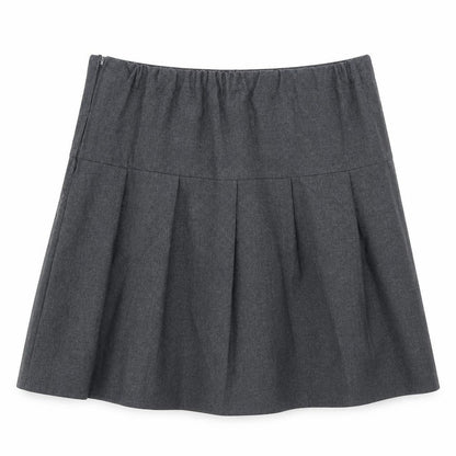 Front view of Marks & Spencer girls’ grey polyester pleated skirt, size 8-9, years regular zip - school wear