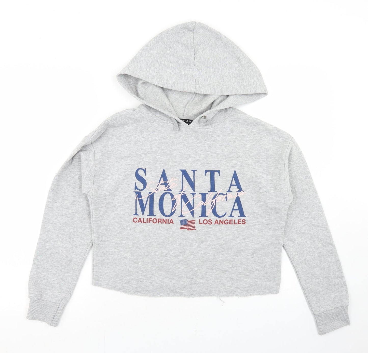 New Look Girls Grey  Polyester Pullover Hoodie Size 12-13 Years   - Cropped