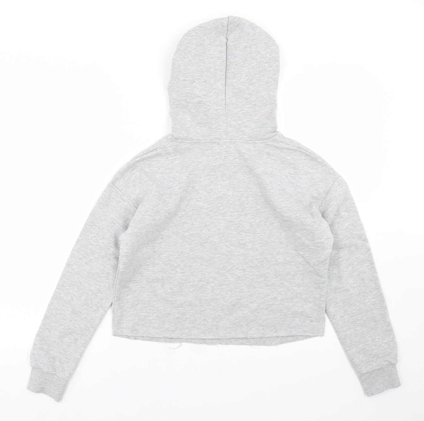 New Look Girls Grey  Polyester Pullover Hoodie Size 12-13 Years   - Cropped
