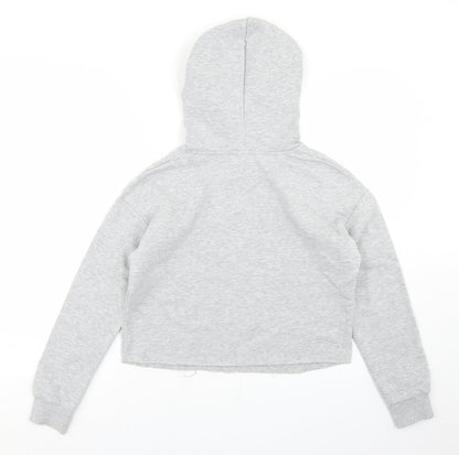 New Look Girls Grey  Polyester Pullover Hoodie Size 12-13 Years   - Cropped